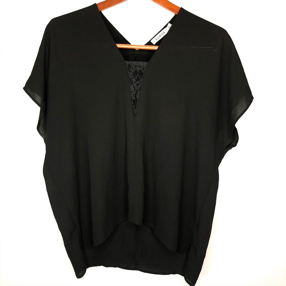 Azalea Black Blouse with Lace Detail